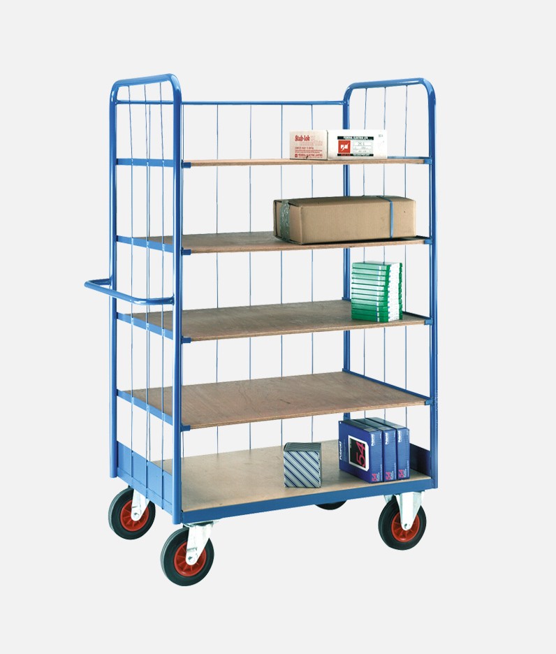 5 tier shelf truck with materials in use