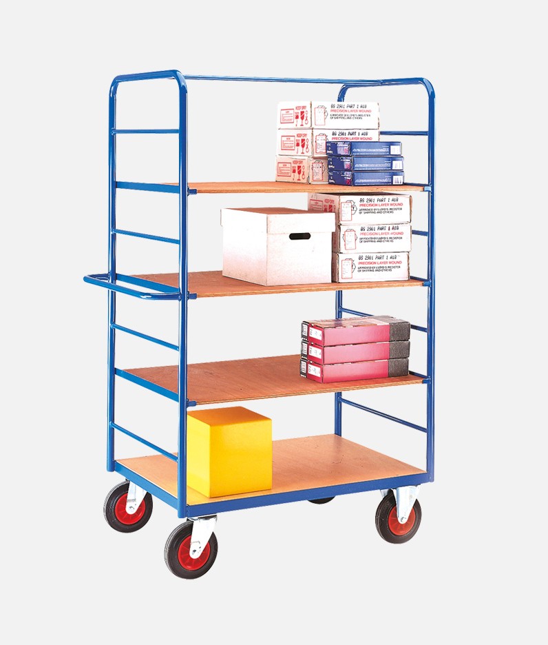 4 tier shelf truck with materials in use