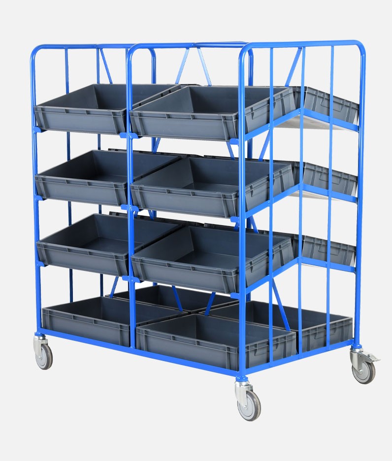 a mobile tray rack with trays