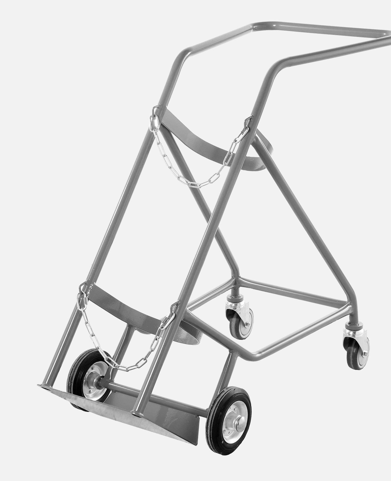 an oxygen trolley with 4 wheels