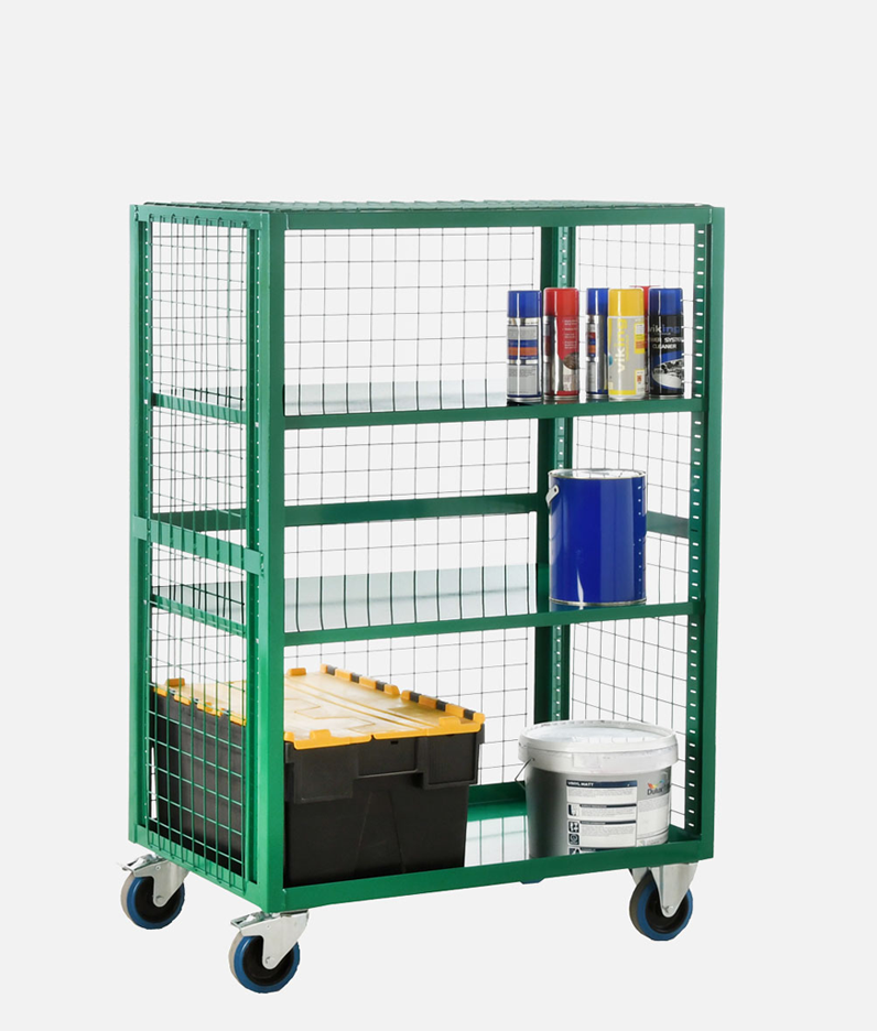 green trolley with hazardous items