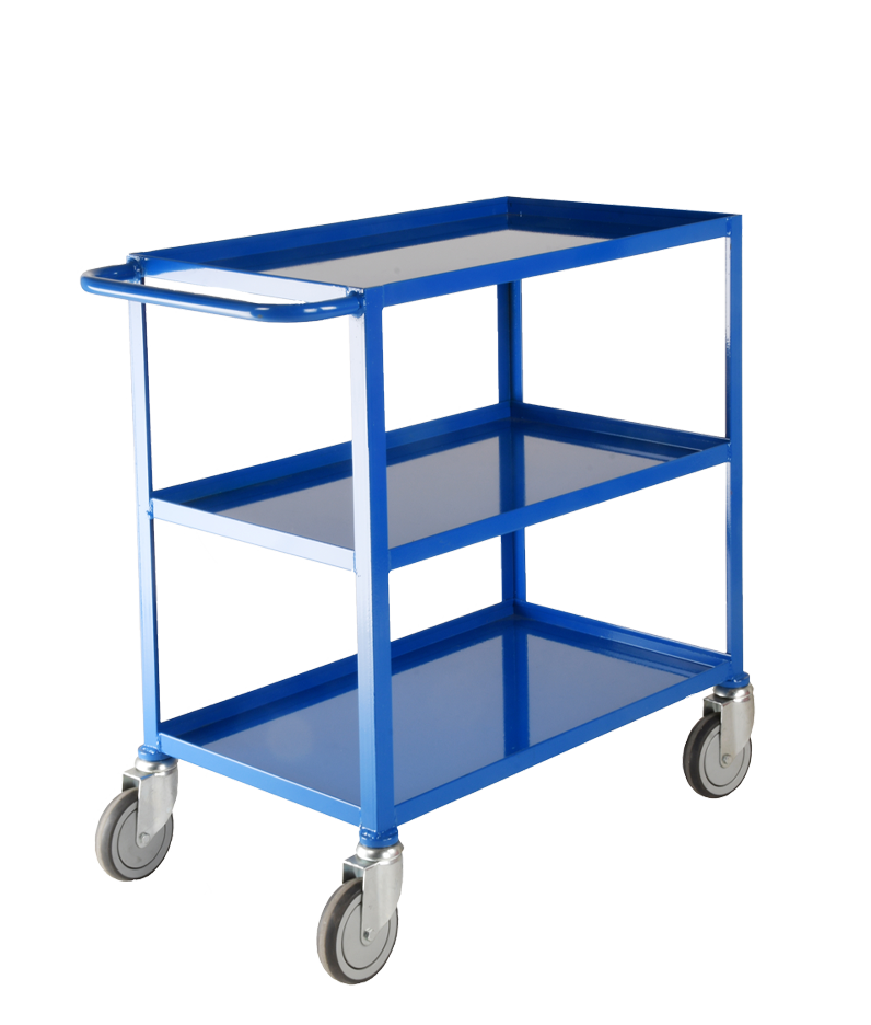 a tray trolley with three trays