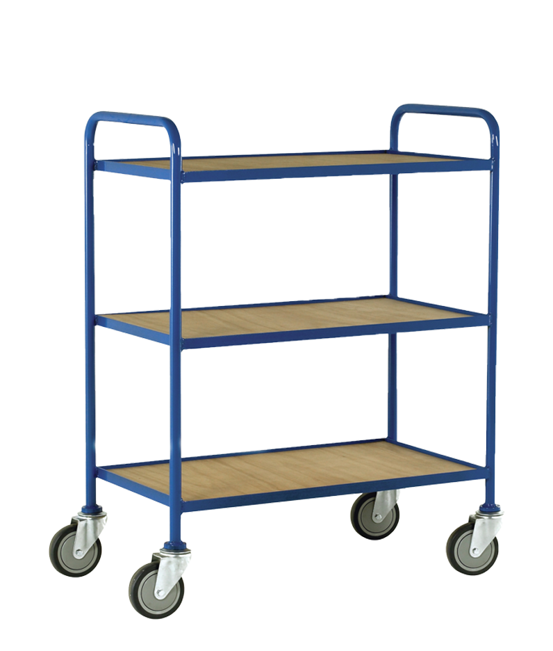 a tray trolley with three trays